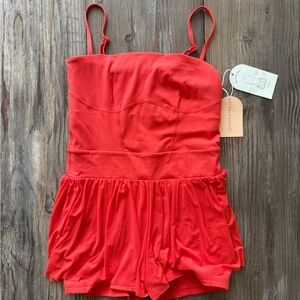 Blogilates Women’s Barre Romper Size M Spicy Orange NWT